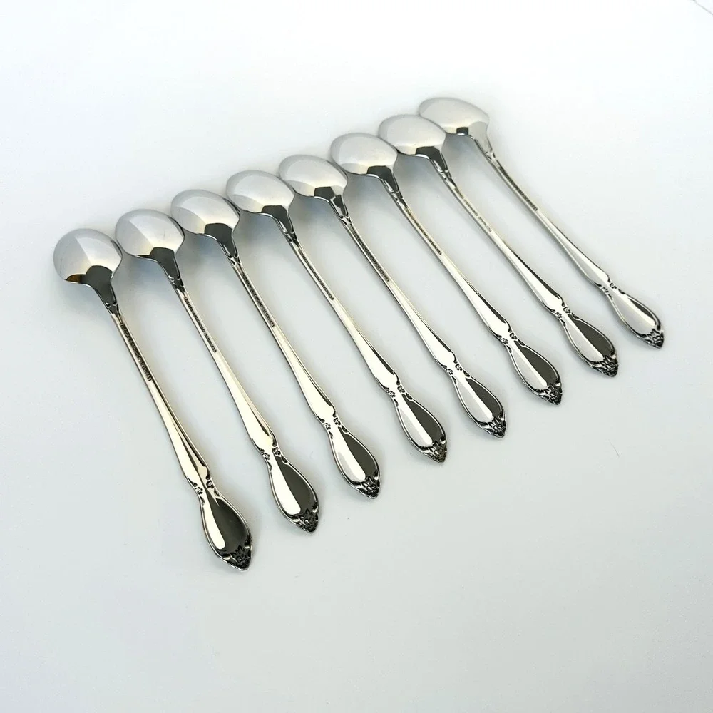 Oneida Stainless Flatware CHATELAINE Lot of 8 Iced Tea Spoons